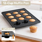 10-Piece Nonstick Bakeware Set, 0.8MM Thick Carbon Steel Baking Pan Set for Oven with Cookie Sheet, Muffin Pan, Pizza Pan, Loaf Pan and Cooling Rack, Stackable Kitchen Baking Set, PFOA/PTFE Free