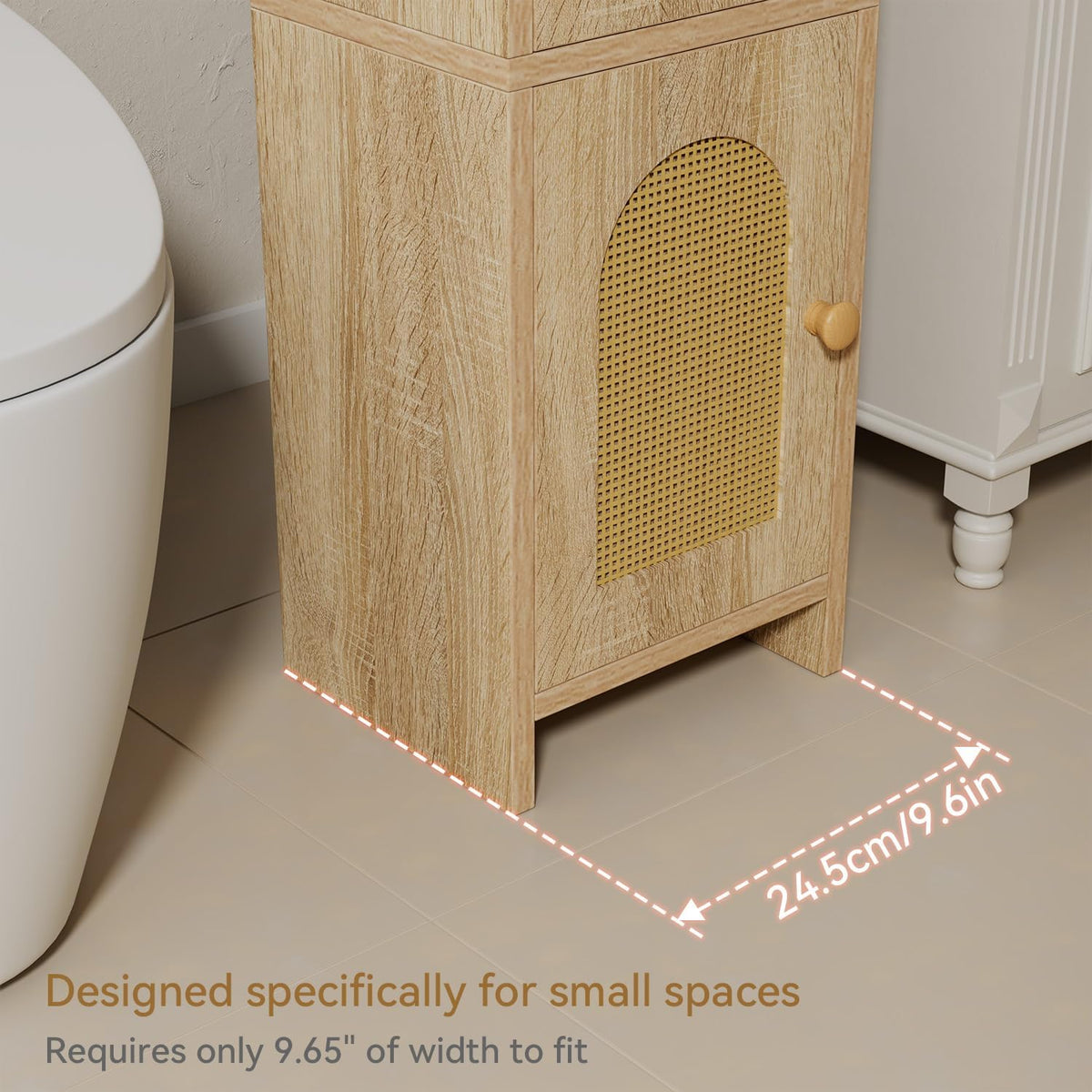 IBUYKE Small Bathroom Storage Cabinet Narrow Toilet Paper Holder UWBS001N