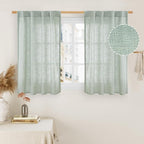 LAMIT Short Linen Window Curtains 40 Inch Length 2 Panels, Light Sage Semi by LAMIT
