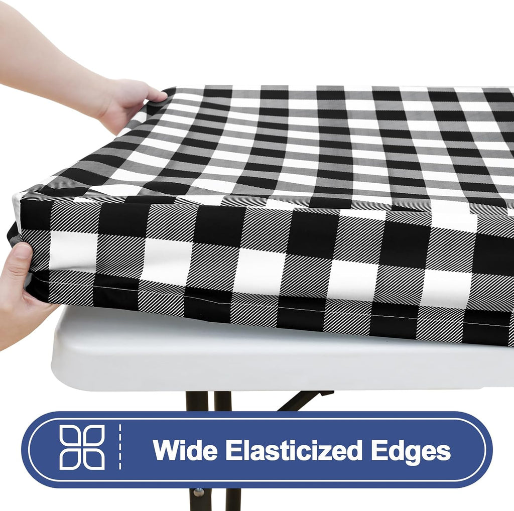 Smiry 5FT Picnic Table Cover with Bench Covers, Elastic Fitted Tablecloth