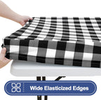 Smiry 5FT Picnic Table Cover with Bench Covers, Elastic Fitted Tablecloth