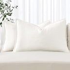 MIULEE Decorative Linen Lumbar Pillow Covers 12x20 Inch Cream White Boho by MIULEE