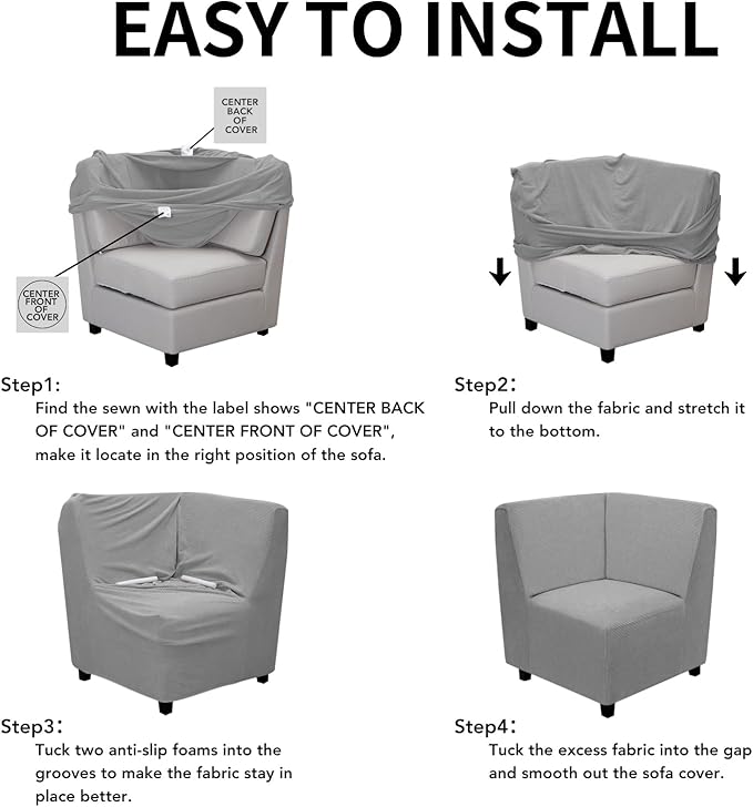 Easy-Going Stretch Sectional Corner Sofa Slipcover 1-Piece Couch Sofa Cover - Image 5