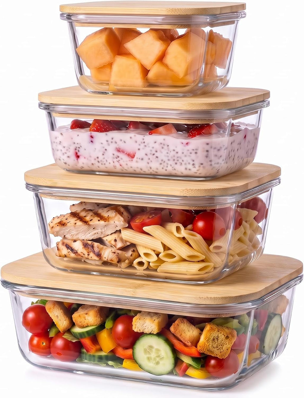 4 PCS Glass Food Storage Containers