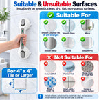 Shower Grab Bars for Seniors, Updated 12" Shower Suction Handles, 2 Pack