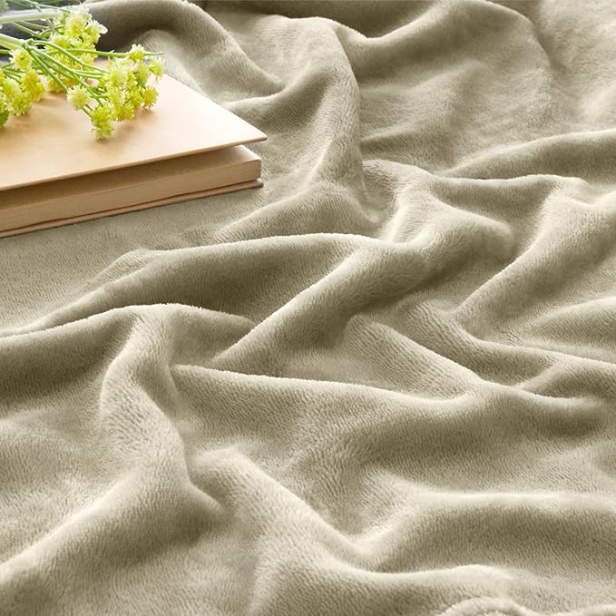 BEDELITE Fleece Blanket Twin Size Oat Linen Throw Blankets - Image 3