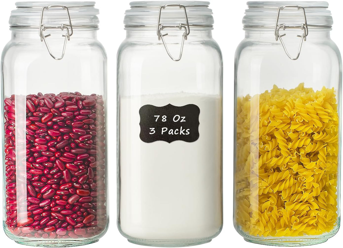 Large Glass Storage Containers with Airtight Lids 78oz 3 Pack