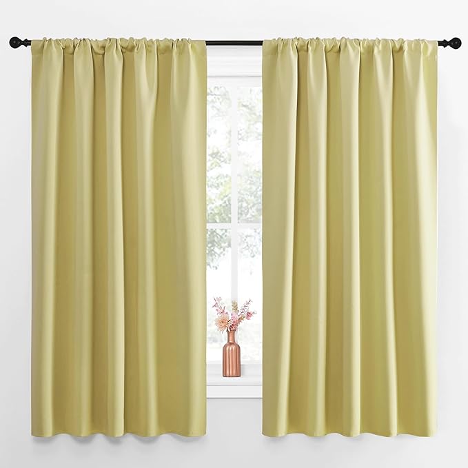 NICETOWN Blackout Curtains for Living Curtains, Paler Yellow, 52 by 63 Inch by NICETOWN