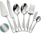 Premium Hammered 18/10 Stainless Steel Serving Utensil Set, 7-Piece