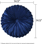 HIG Set of 2 Decorative Round Pleated Throw Pillows, Classy Accent Pumpkin - Image 6