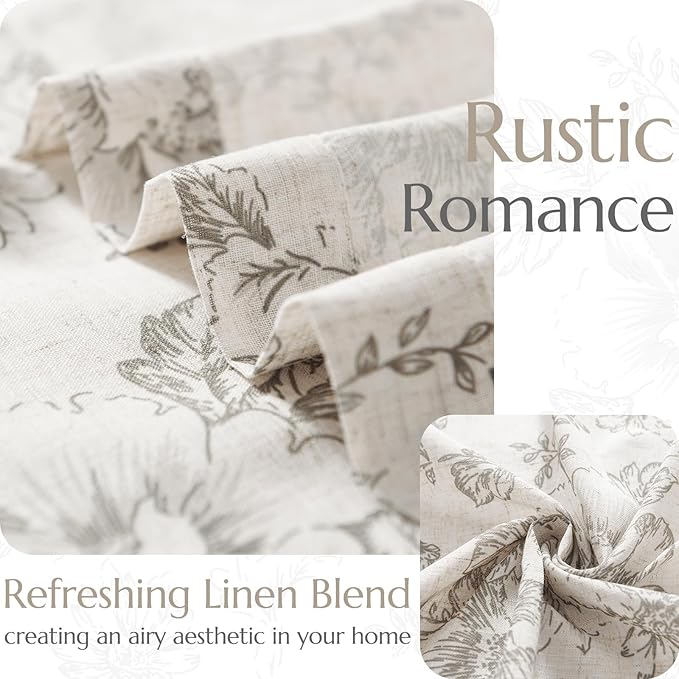 jinchan Linen Blend Curtain Floral Curtains - Image 9