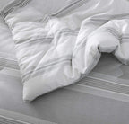 SLEEPBELLA Comforter King Size, 600 Thread Count Cotton Light Gray & White Stripes Reversible Pattern Grey Comforter Sets,Down Alternative Bedding Set 3Pcs (King, Grey Stripes)