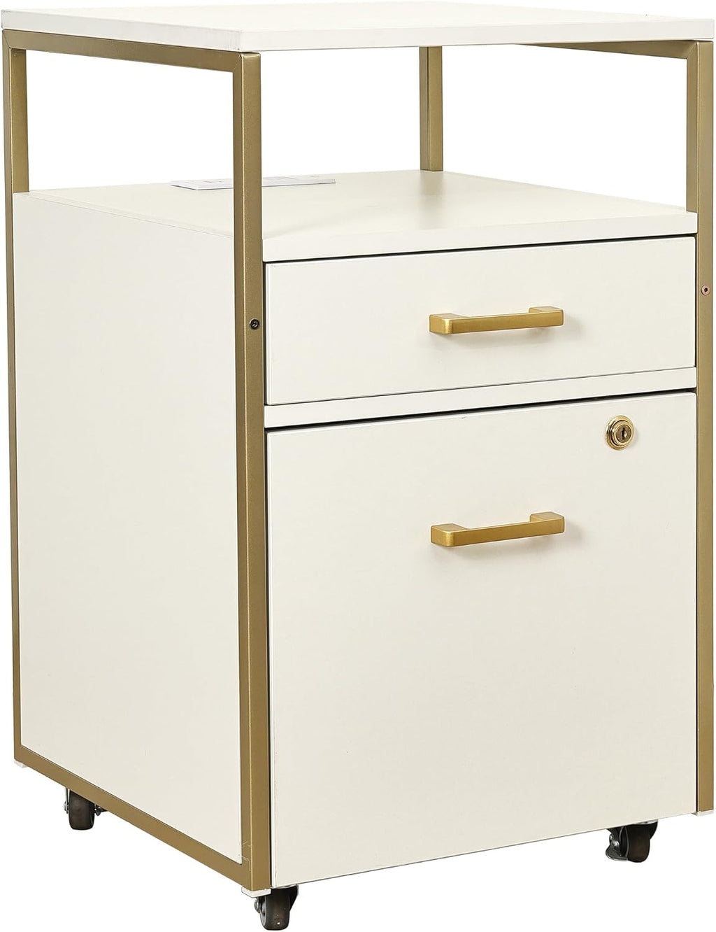 Techni Mobili 2‑Drawer Rolling File Cabinet with Lock, USB & Power Outlet