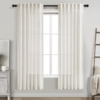 Cream Semi Sheer Linen Curtains 72 Inch Length by Nanspring