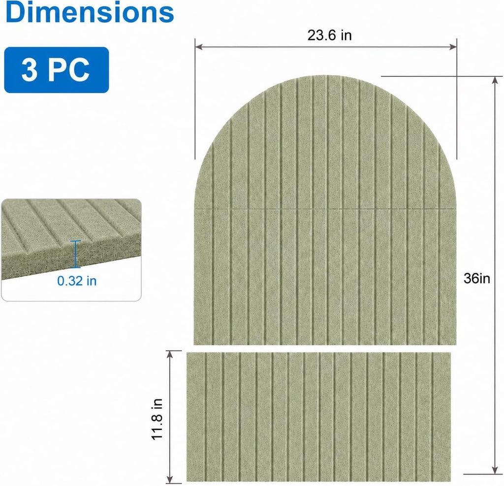 Large Arched Felt Bulletin Board, Sized 36" x 24" for Office & Wall Decor – 6 Customizable Adhesive Tiles with Pins are Perfect to Display Your Photos (Sage Green)