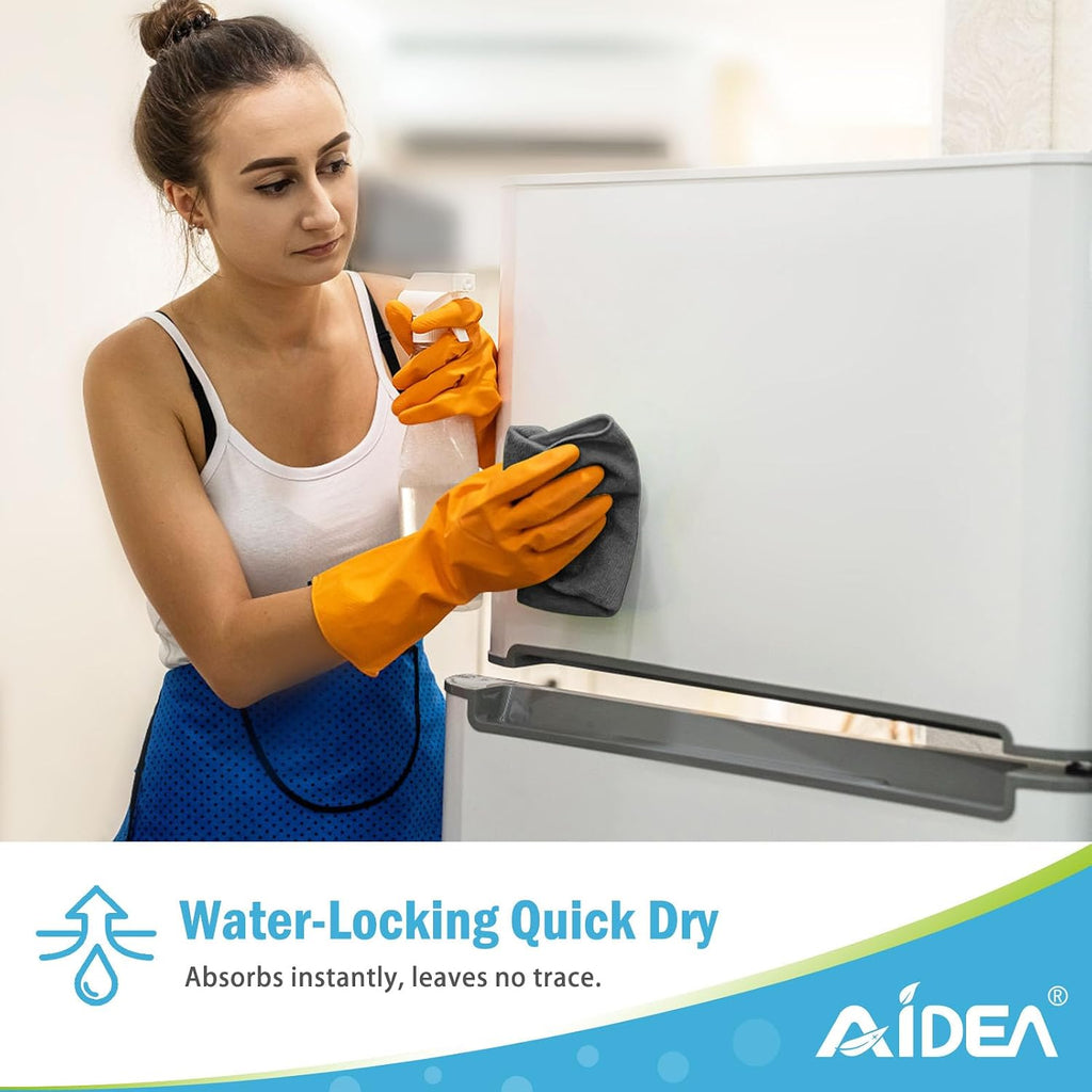 AIDEA Gray Microfiber Cleaning Cloth-100PK, Cleaning Rags 12"x12" Absorbent