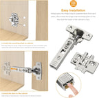 10 Pack Frameless Full Overlay Soft Close Concealed European Hinges, Self Closing Satin Nickel, 105 ° Open Angle 4D Adjustment, Speed Control, Clip On, Stainless Steel for Cabinet Door