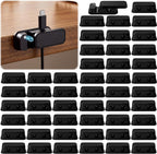 Tellegloww 50 Pack Magnetic Cable Clips, Double Hole Cord Holders, Black