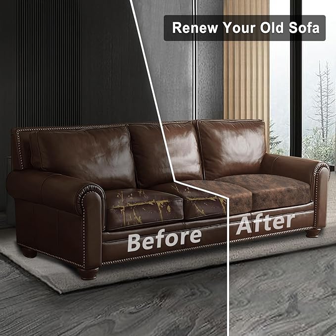 Leather Look Couch Cushion Covers Sofa Seat Slipcovers Sets Couches Furniture - Image 7