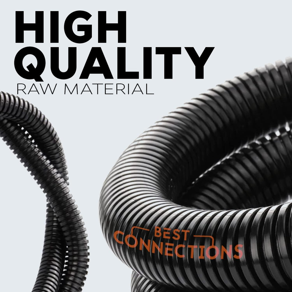 Split Wire Loom Flex-Guard Convoluted Tubing Protective Split Cable Sleeves for Auto Home Industrial Electrical Wires Chemical Resistant Conduit Black (1/4", 1/2", 3/4" - 20 ft)