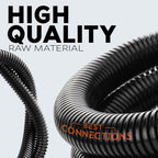 Split Wire Loom Flex-Guard Convoluted Tubing Protective Split Cable Sleeves for Auto Home Industrial Electrical Wires Chemical Resistant Conduit Black (1/4", 1/2", 3/4" - 20 ft)