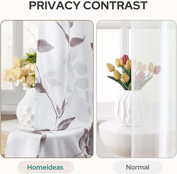 HOMEIDEAS Non-See-Through Dry Rose and White Privacy Sheer Curtains 52 X 96 - Image 3