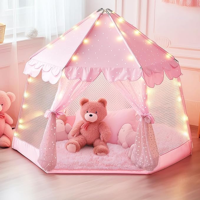 4x4.6 Feet Pink Hexagon Rugs for Princess Tent, Ultra Soft Fluffy Hexagon Area - Image 6