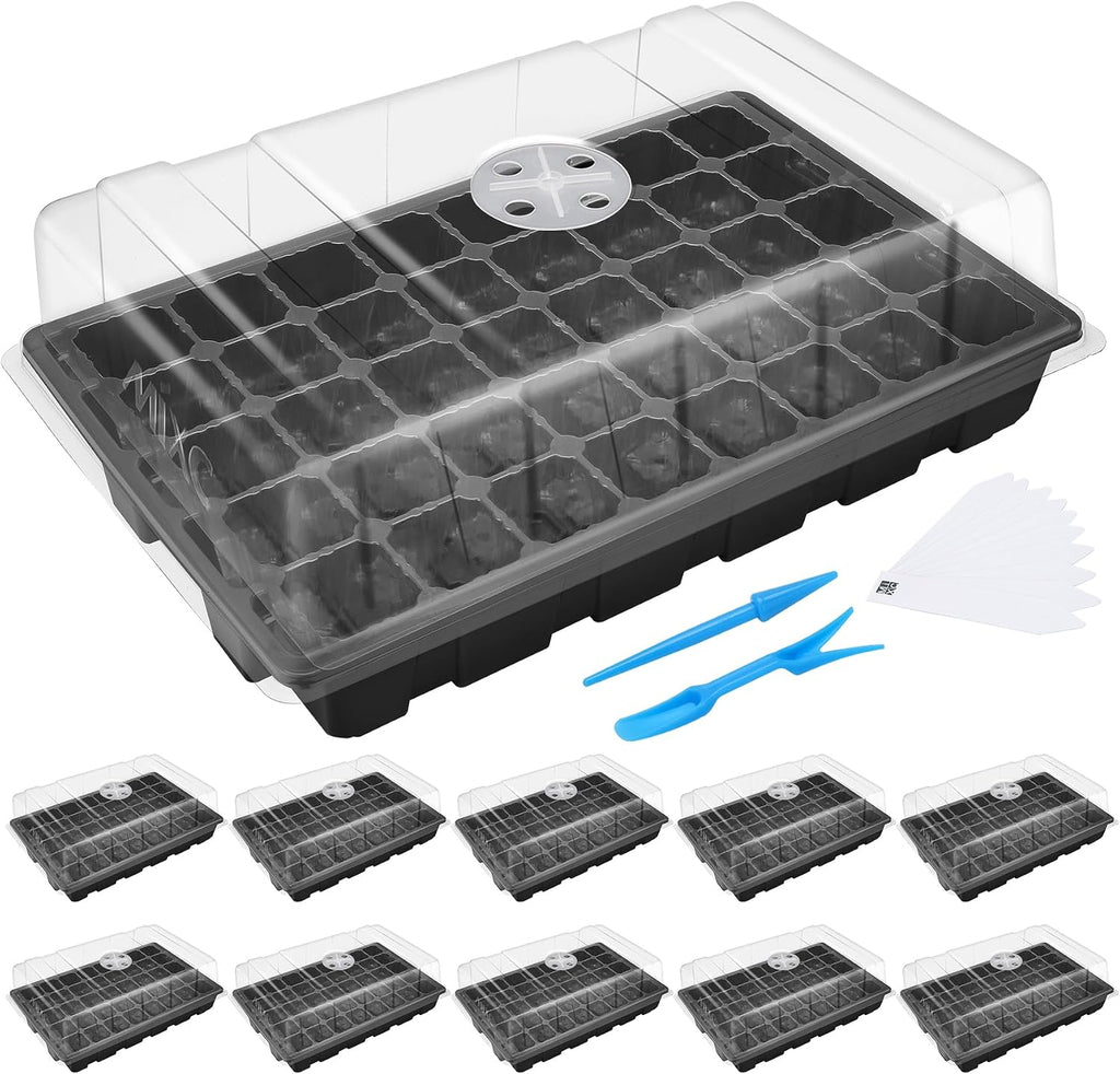 MIXC 10Pack Seed Starter Tray, 400Cell Mini Propagator Greenhouse Grow Kit