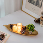 Hanobe Decorative Trays for Home Decor, Leaf Shaped Wood Key Bowl