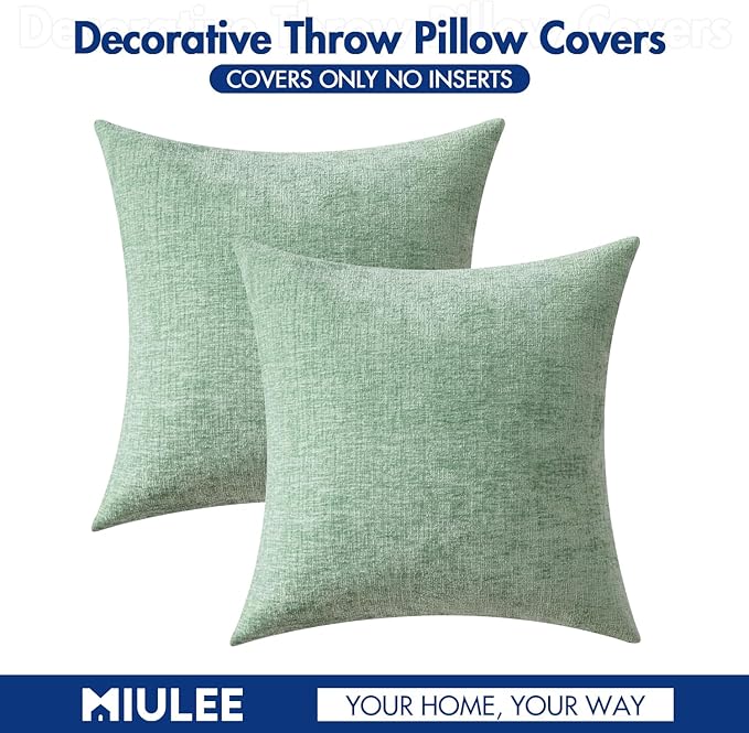 MIULEE Pack of 2 Couch Throw Pillow Covers 20x20 Inch Soft Greyish Green - Image 6