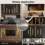 9-Lights LED Recessed Lighting Wall Panel Lights,Self-Adhesive Wood Slat Wall Panel Strip Light,4000K Touchable Switch Dimmable LED Aluminum Channel lamp,Under Cabinet Light(39in+31.5in+23.6in)