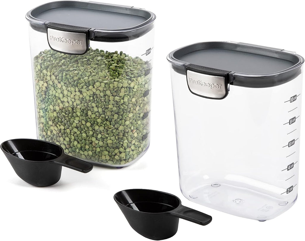 Progressive International ProKeeper+ Clear Plastic Airtight Food Baker's Kitchen Storage Organization Container Canister Set with Magnetic Accessories, 2- Piece Set (Pasta 2.4-Quart)
