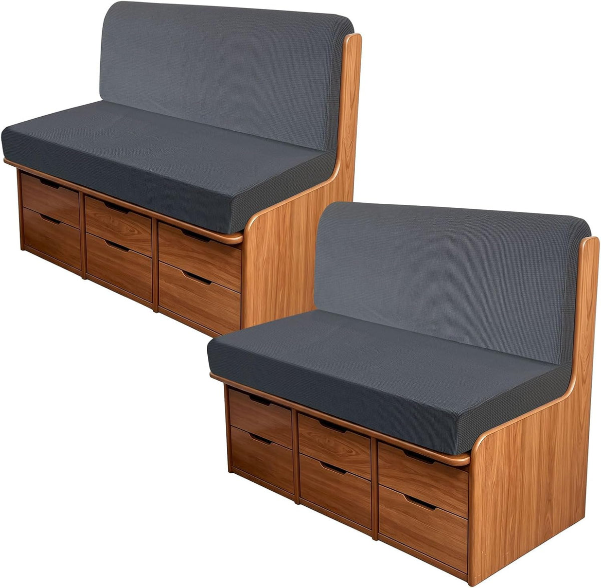 4Pcs Rv Dinette Cushion Covers, Outdoor Sofa Covers Washable Seat Covers Furniture Protector Jacquard Stretchable Camper Cushion Covers with 2 Backrest Cover & 2 Bench Cover (Light Gray)