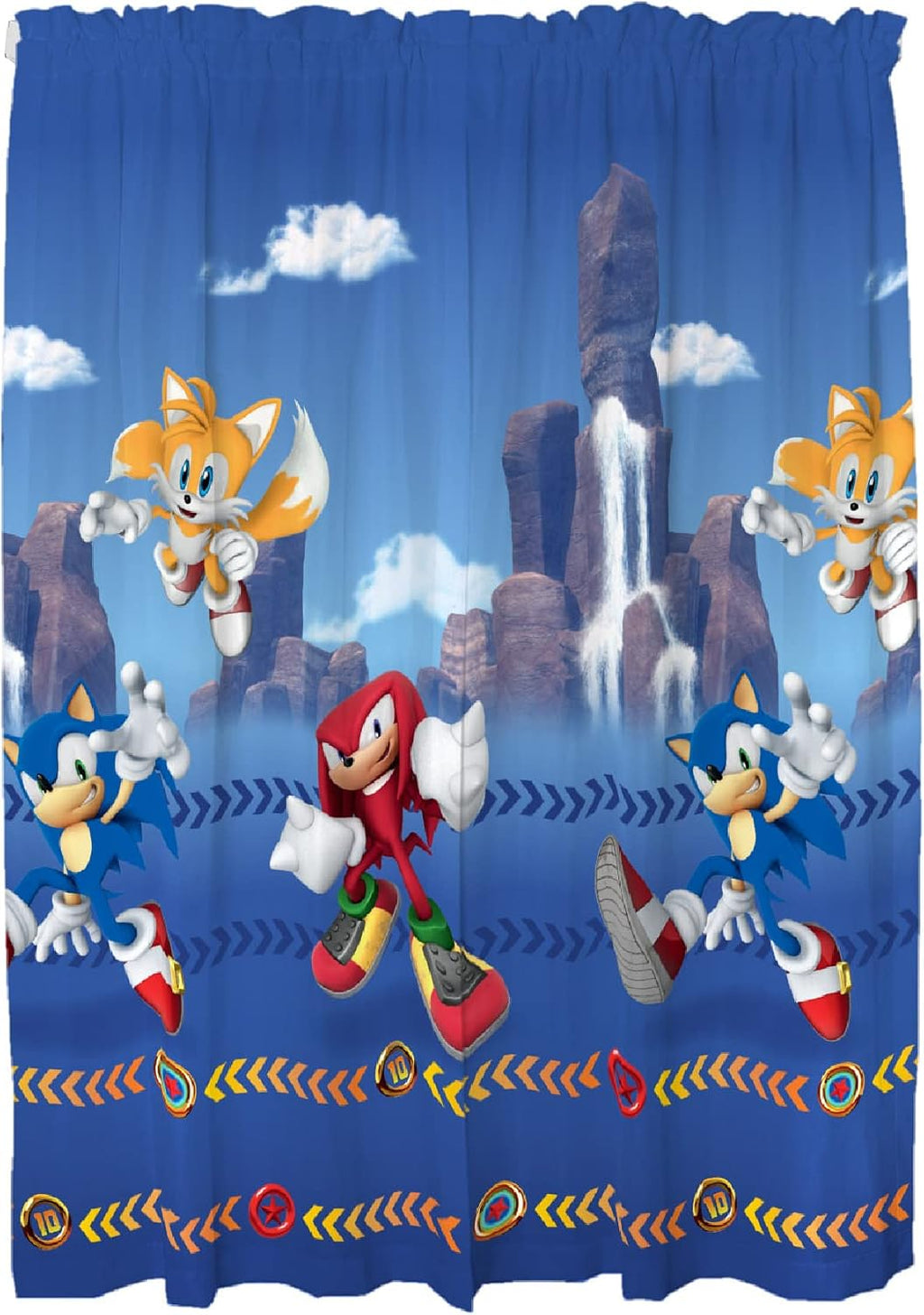 Sonic The Hedgehog Kids Room Window Curtain Panels Drapes Set, 82 In x 63 In, (Official) Sega Product By Franco, Prints May Vary