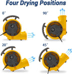 Air Mover Blower Fan, Industrial 1/3HP 1200CFM Monster Floor Blower Carpet Dryers - 3 Speeds Switch, 4 Adjustable Angles, 15FT Long Cord, Stackable - 2025 Upgraded