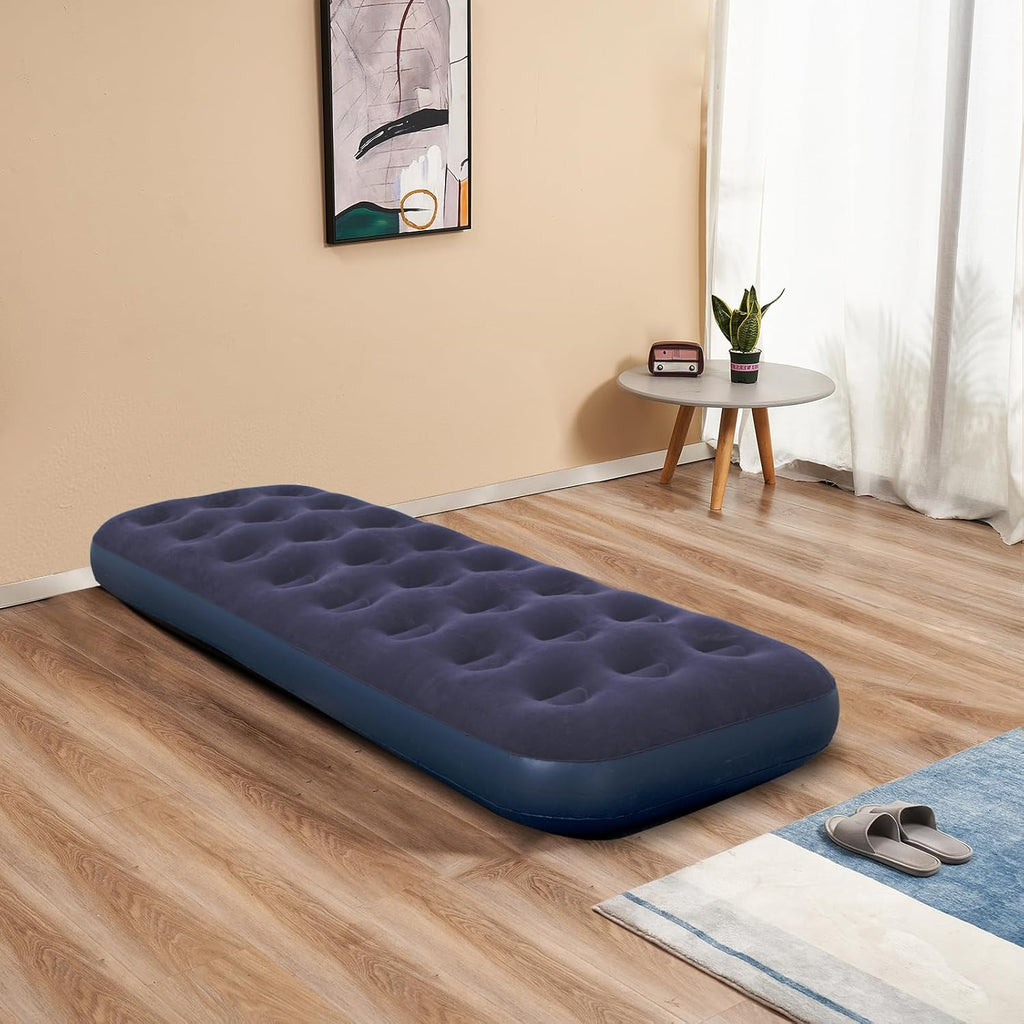 Single Size Air Mattress Inflatable Bed with Pump and Pillows,Blow Up Mattress for Camping and Home