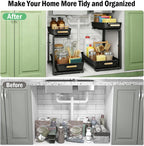 ARSTPEOE Under Sink Organizer - 2 Pack Multi-Purpose Pull-Out Storage Shelf