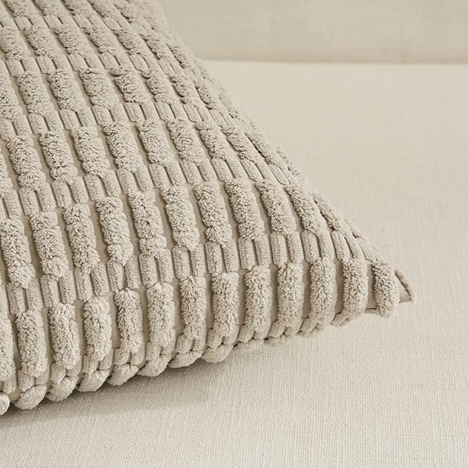 Fancy Homi 4 Packs Taupe Decorative Throw Pillow Covers 22x22 Inch - Image 4