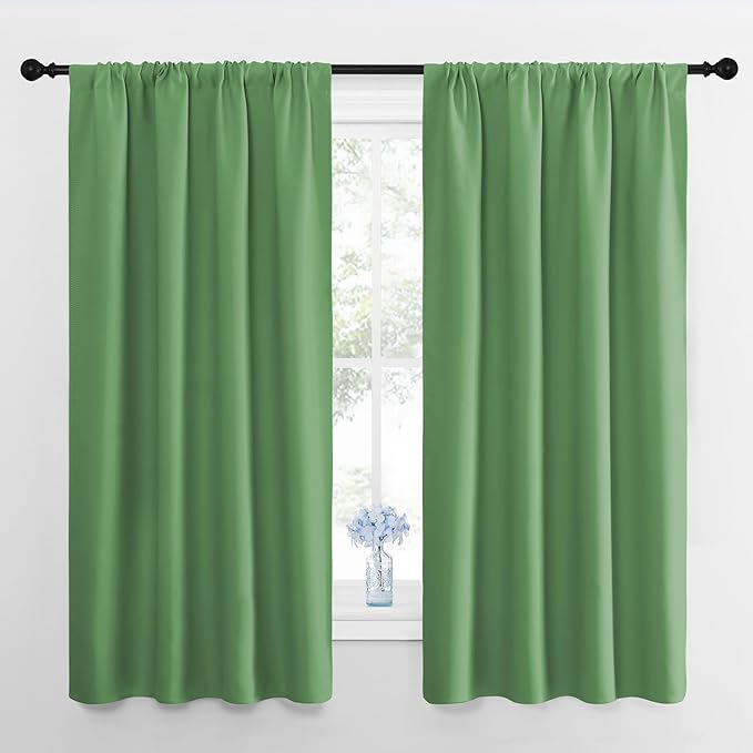 NICETOWN Kitchen Curtains, Short Blackout Drapes, Froest Green, Thermal by NICETOWN