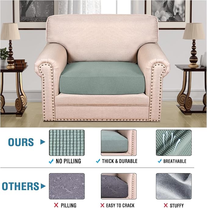 H.VERSAILTEX Super Stretch Individual Seat Cushion Covers Sofa Covers Couch - Image 2