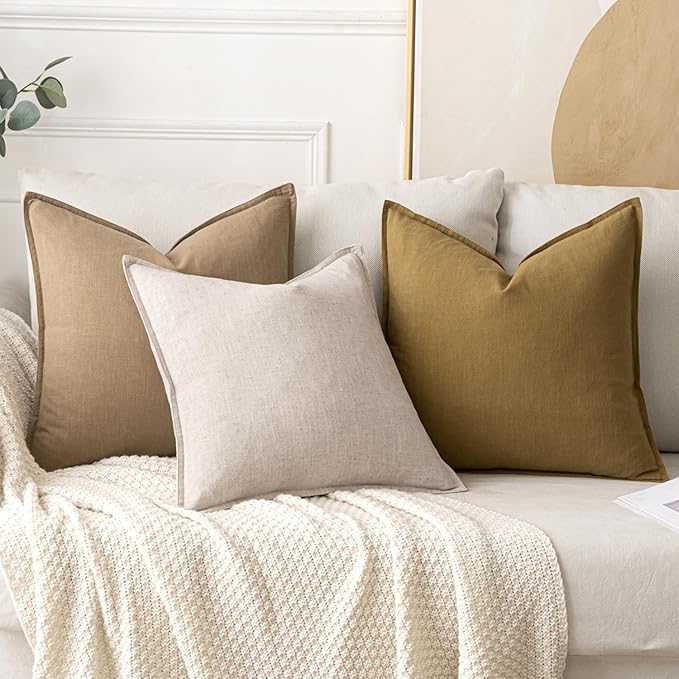MIULEE Decorative Linen Pillow Covers 20x20 Inch Mustard Yellow ​Boho - Image 4