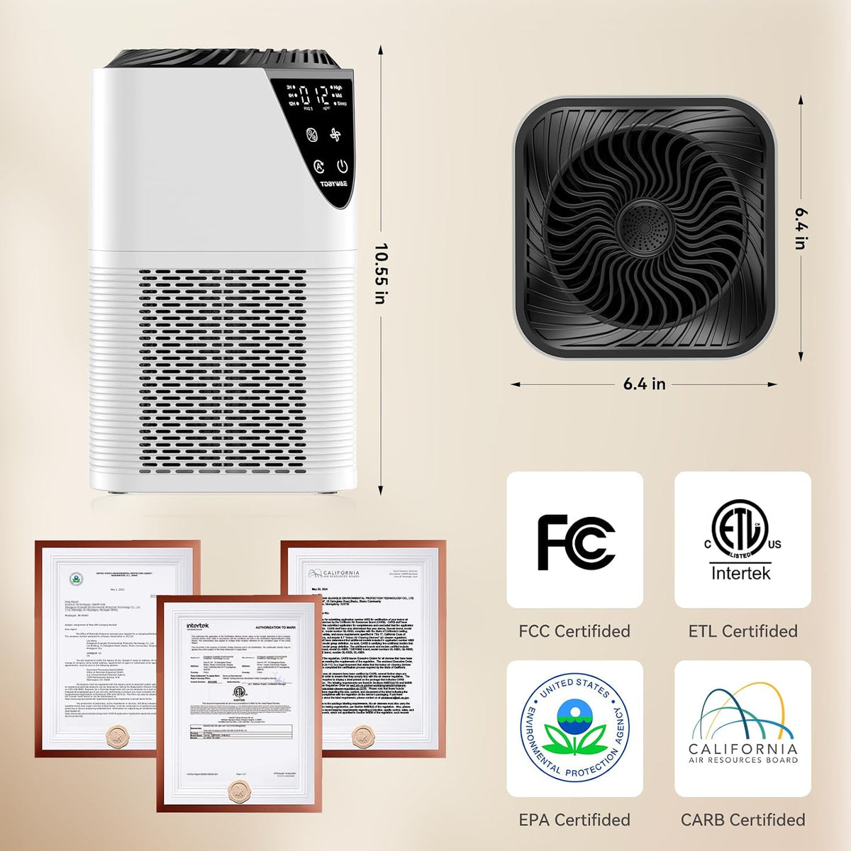 Air Purifiers for Home, H13 HEPA Filter, 25dB Quiet with Fragrance Diffuser