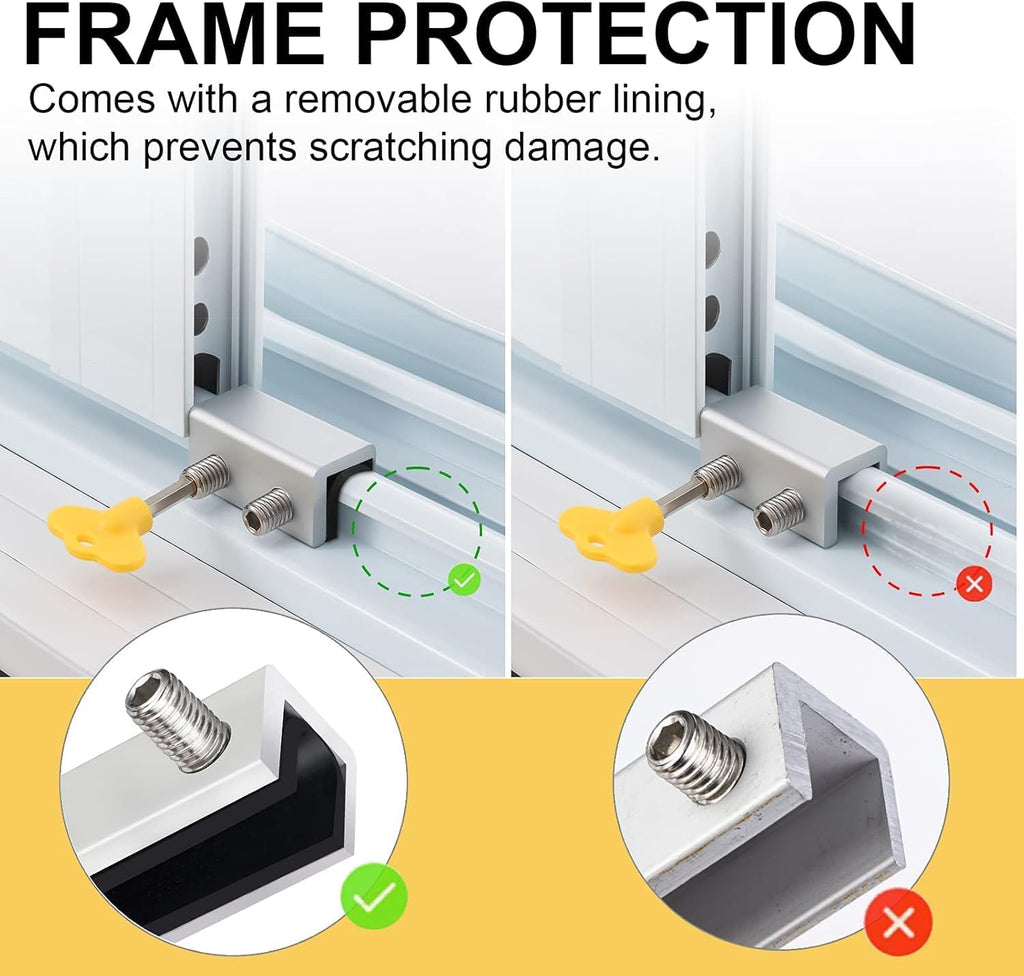 Window Locks, 4 Sets Sliding Security Window Lock with Key for Vertical & Horizontal Sliding Windows & Sliding Doors, Adjustable Window Locks Security Window Stoppers for Patio Bedroom Home and Office