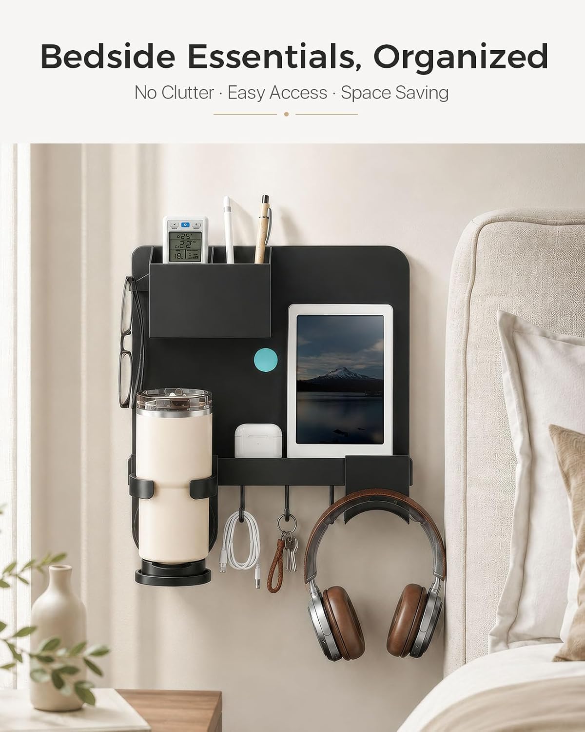 Floating Shelves for Bedside Shelf, Bedside Wall Shelf for Bedroom