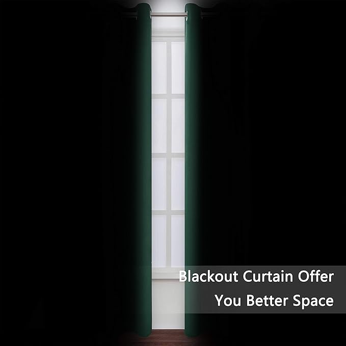 LEMOMO Dark Green Thermal Blackout Curtains/52 x 95 Inch/Set of 2 Panels Room - Image 3
