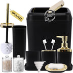 XLHOMO Bathroom Set, Black Bathroom Set, 9 PC Black and Gold Bathroom Set