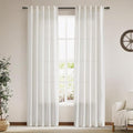 Cream Linen Curtains 84 Inch Length 2 Panels Back Tab Pocket Semi Sheer Bedroom by Nanspring