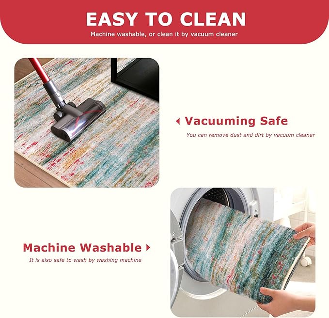 KOZYFLY Washable Area Rug 5x7 Modern Ombre Thin Rugs - Image 5