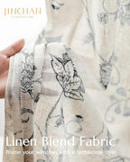 jinchan Linen Curtains Floral Curtain 84 Inch Length - Image 3