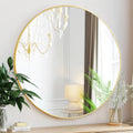 Sunniry Gold Round Mirror, 24 inch Circle Mirror, Brushed Gold Metal Frame